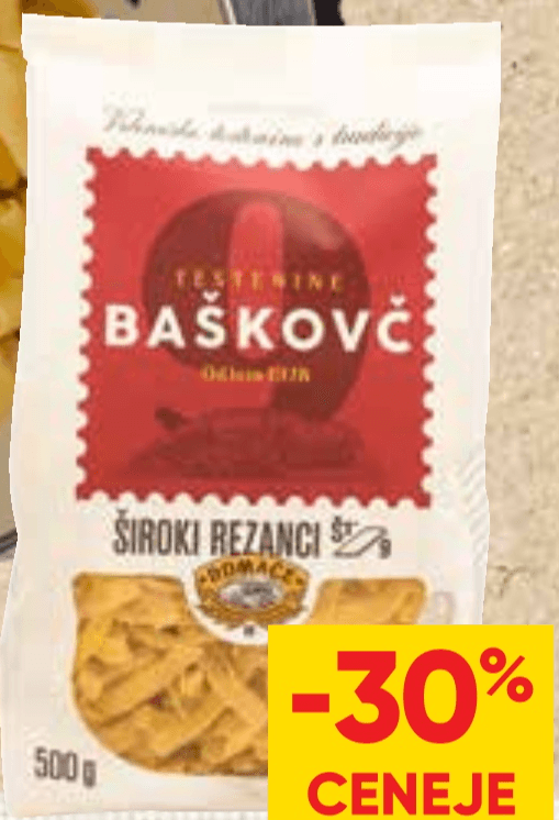 Pekarna Baškovč Široki rezanci št. 9 500 g