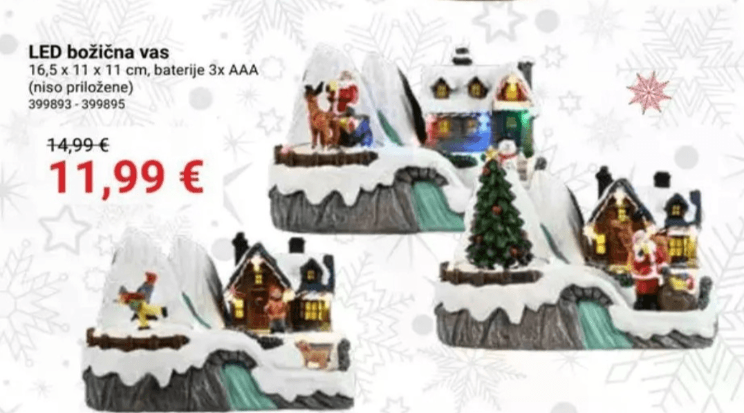 LED božična vas 16,5 x 11 x 11 cm