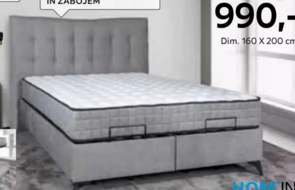 Oblazinjena postelja dim. 160 X 200 cm - Akcija v trgovini Lesnina