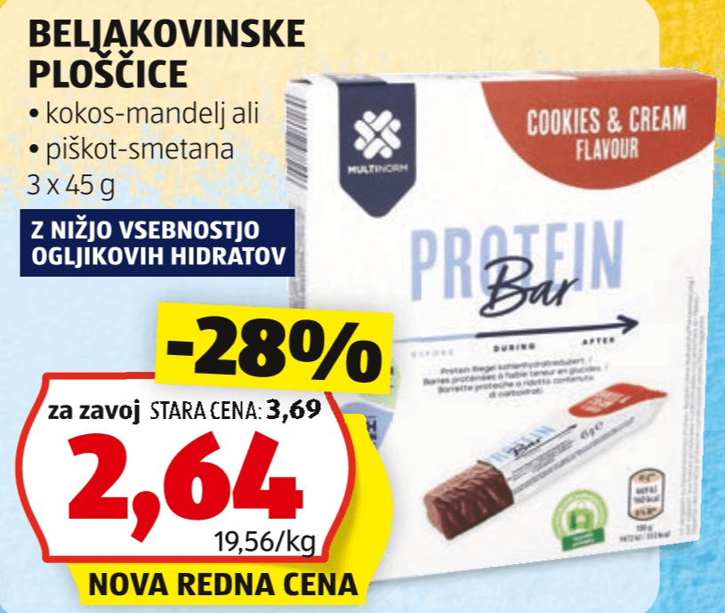 Multinorm Beljakovinske ploščice 3 x 45 g