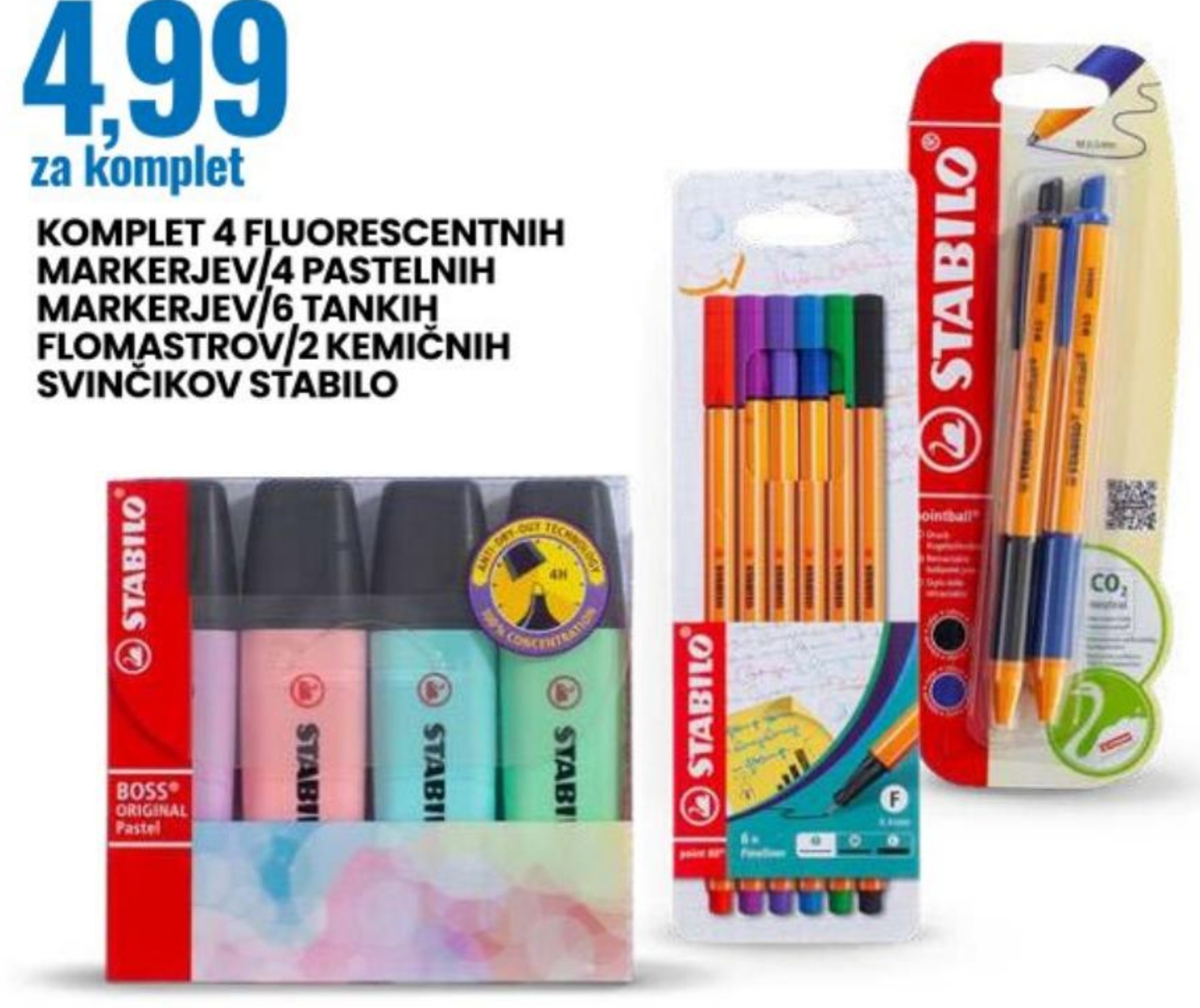 Komplet Stabilo pisarniških in šolskih pripomočkov