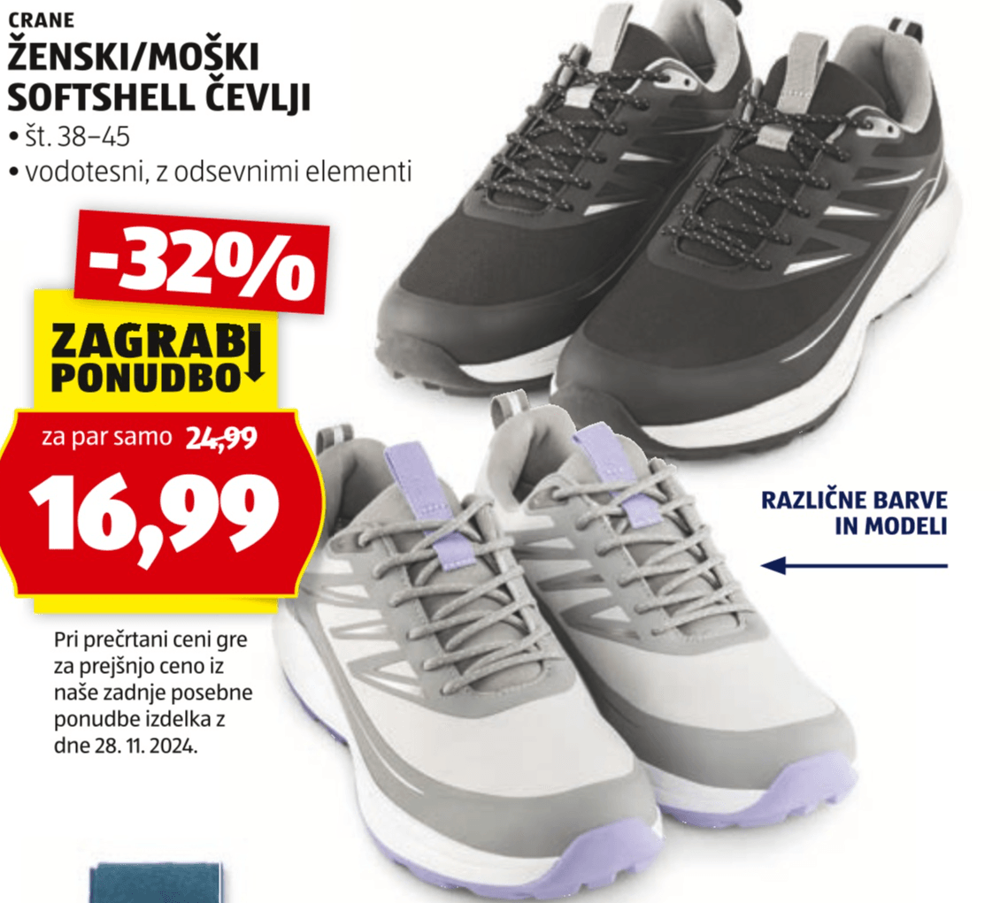 Crane Ženski/moški softshell čevlji