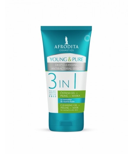 AFRODITA COSMETICS Young & Pure čistilni gel + piling + maska 150 ml