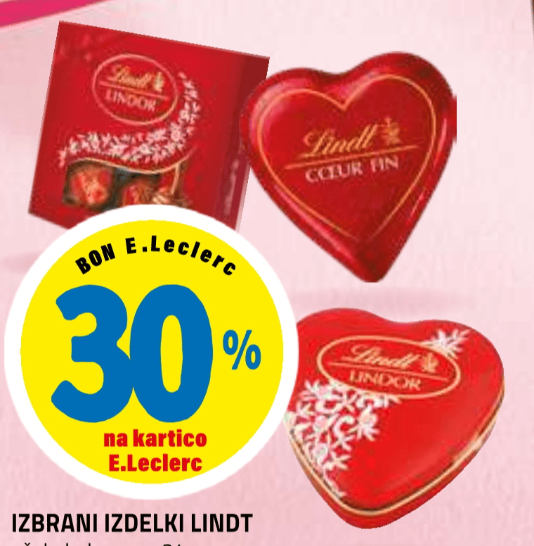 Izbrani izdelki Lindt - Akcija v trgovini E.Leclerc