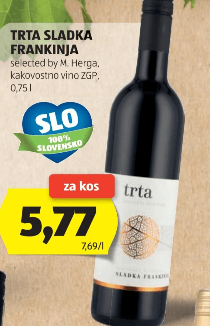 Trta Sladka Frankinja 0,75 l