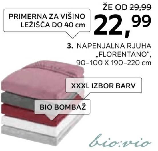 Napenjalna rjuha „FLORENTANO" 90-100 X 190-220 cm