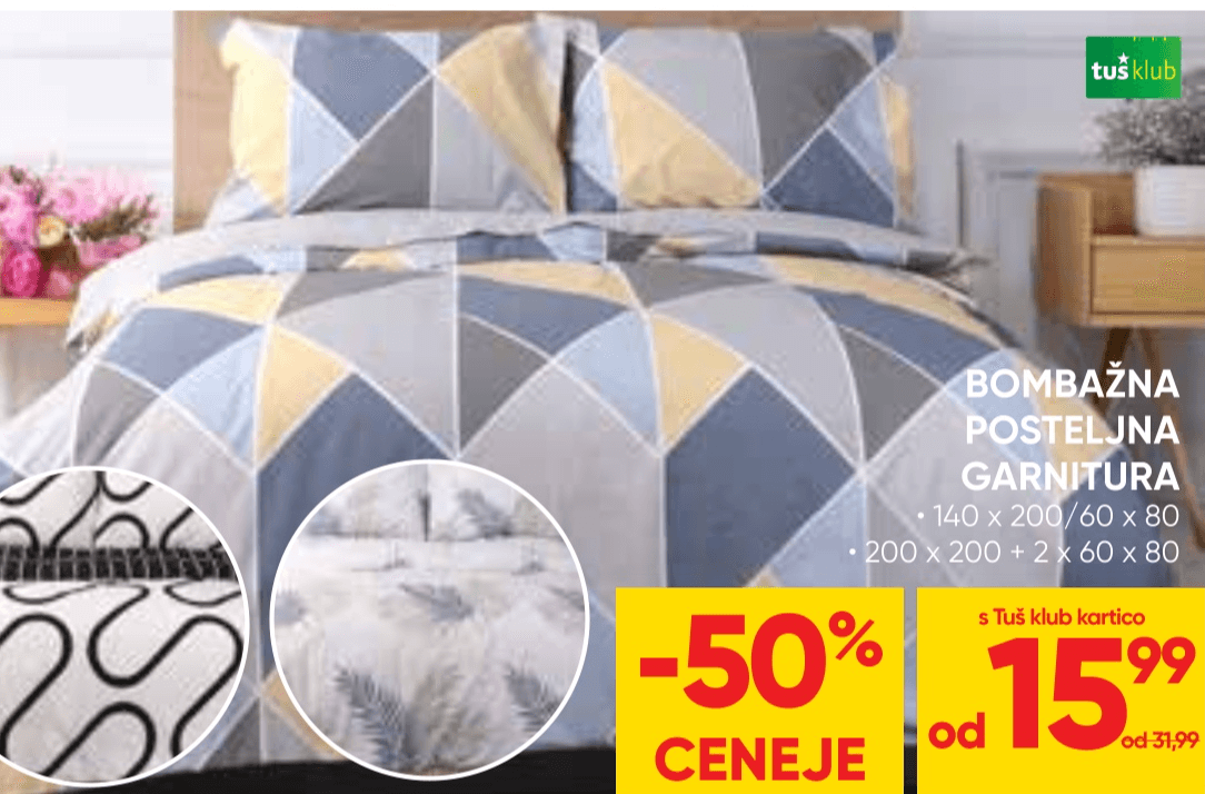 Bombažna posteljna garnitura 140 x 200/60 x 80