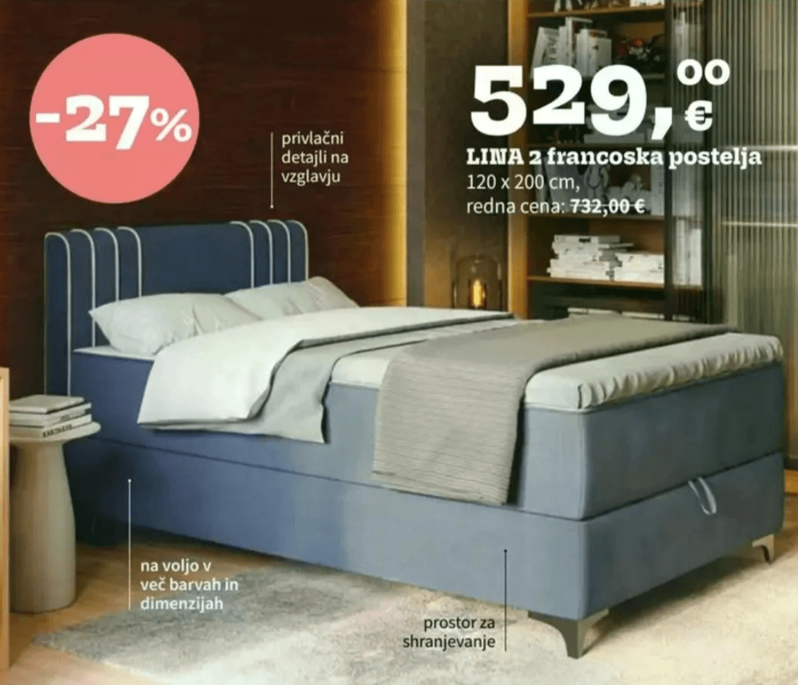 LINA 2 francoska postelja 120 x 200 cm - Akcija v trgovini Prima