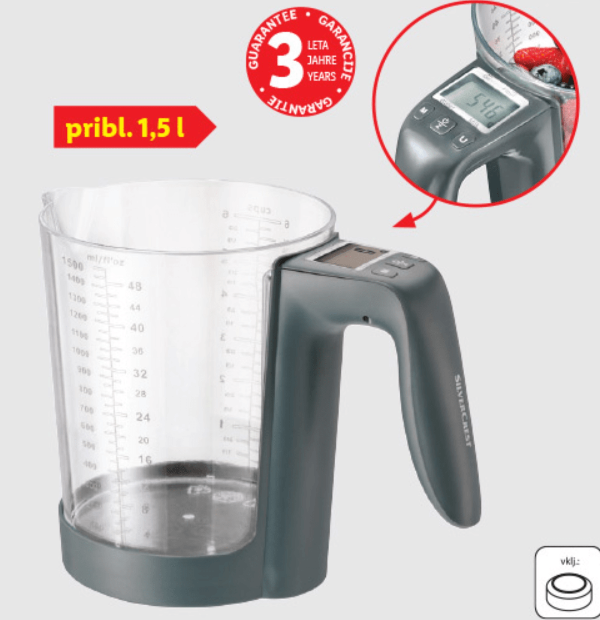 SILVERCREST KITCHEN TOOLS Digitalni merilni lonček pribl. 1,5 l