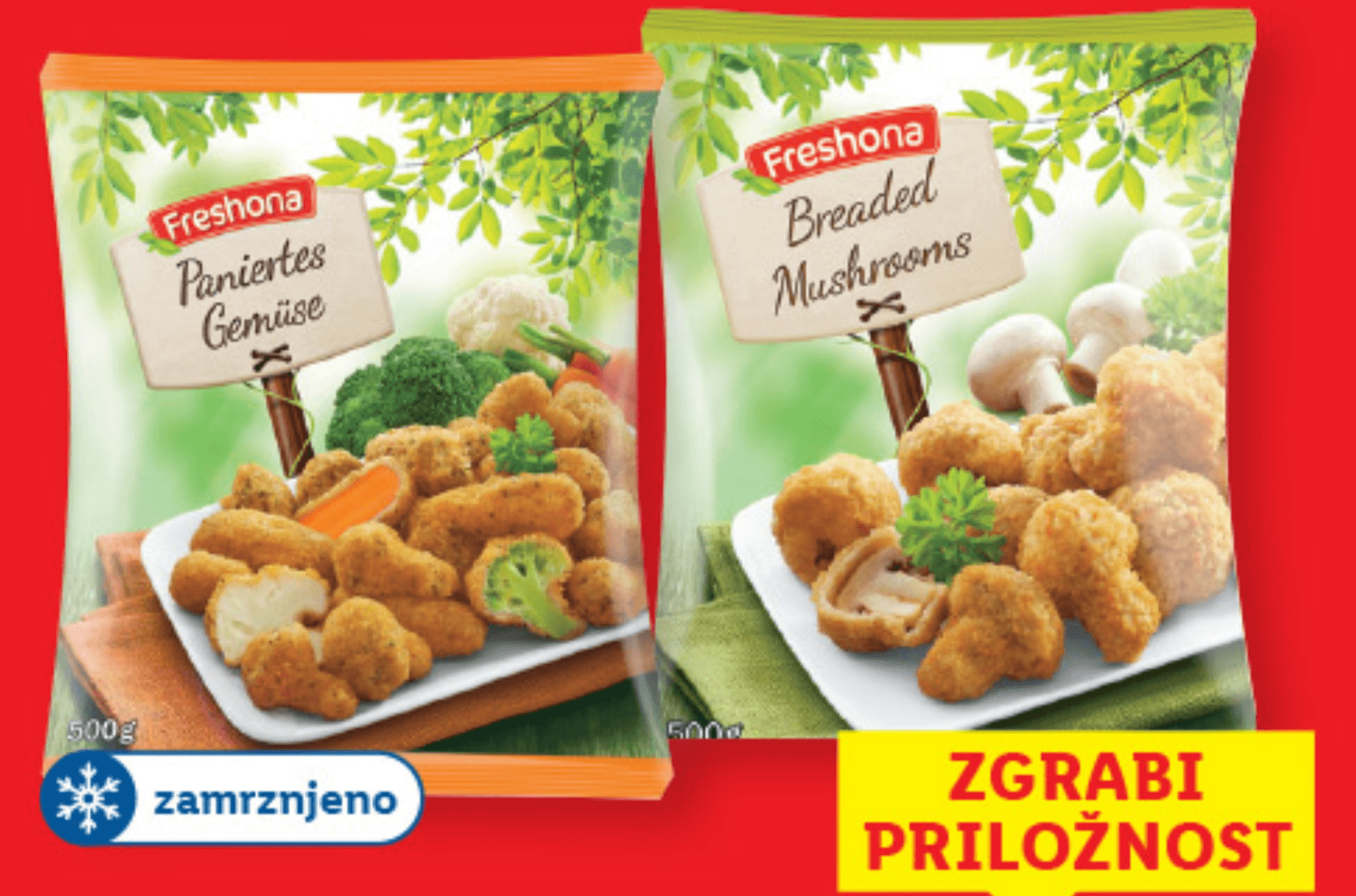 Freshona Panirana zelenjava/šampinjoni 500 g