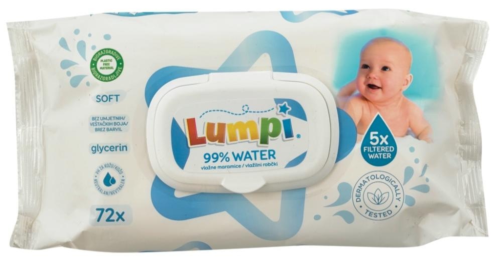 Otroški vlažilni robčki Lumpi Aqua 72/1