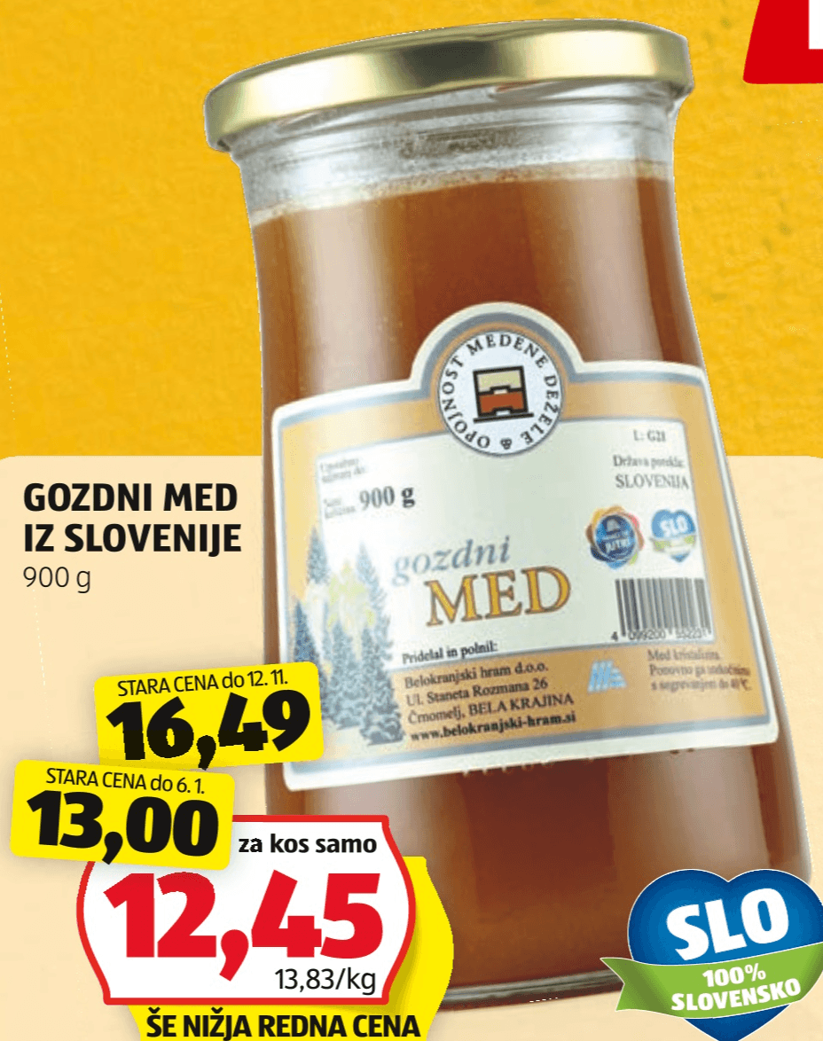 Gozdni med iz Slovenije 900 g