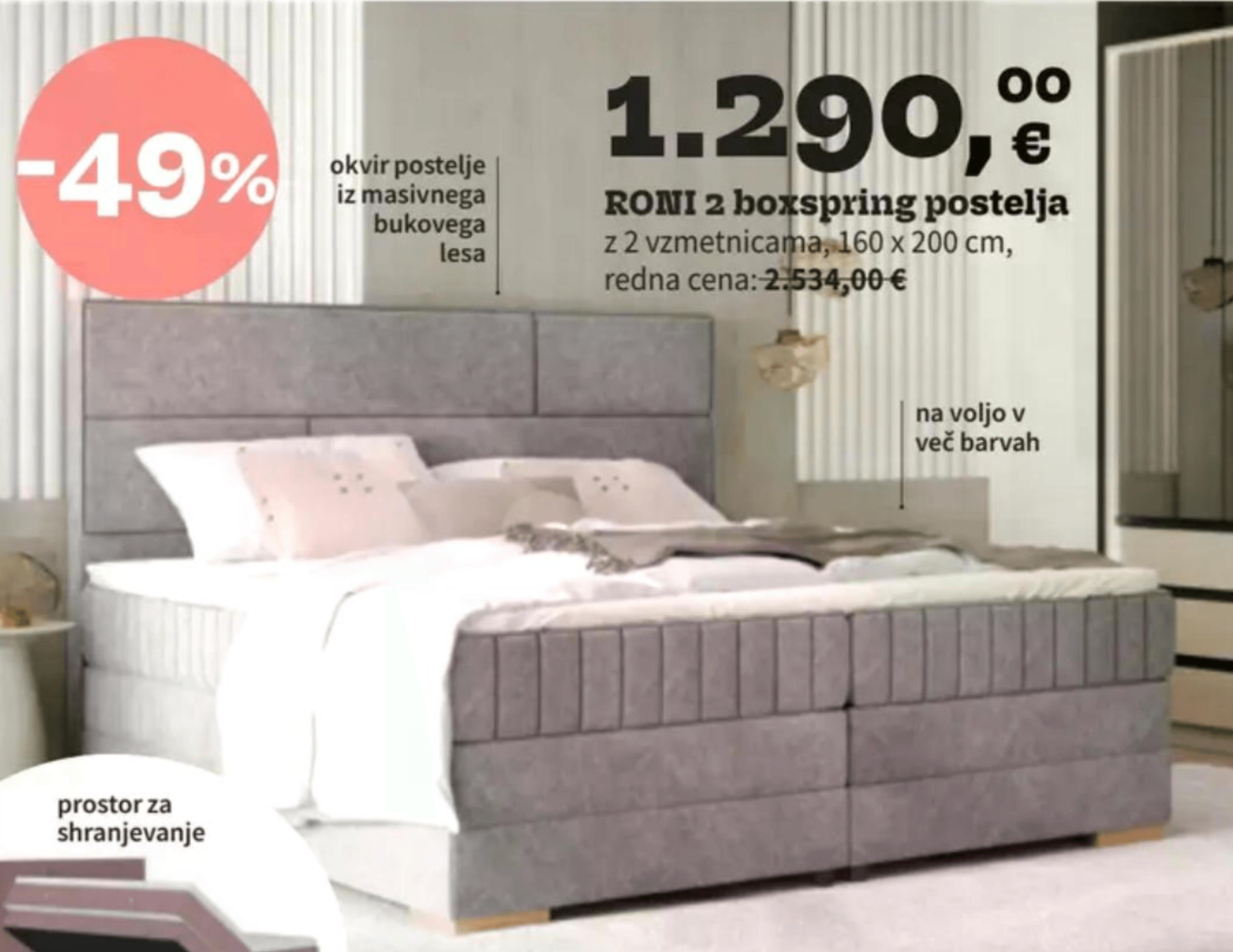 RONI 2 boxspring postelja 160 x 200 cm
