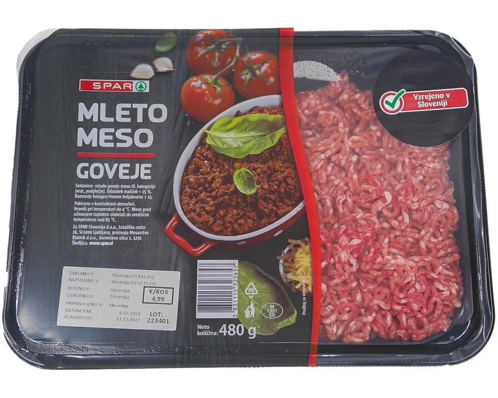 Mleto goveje meso pakirano, 480 g