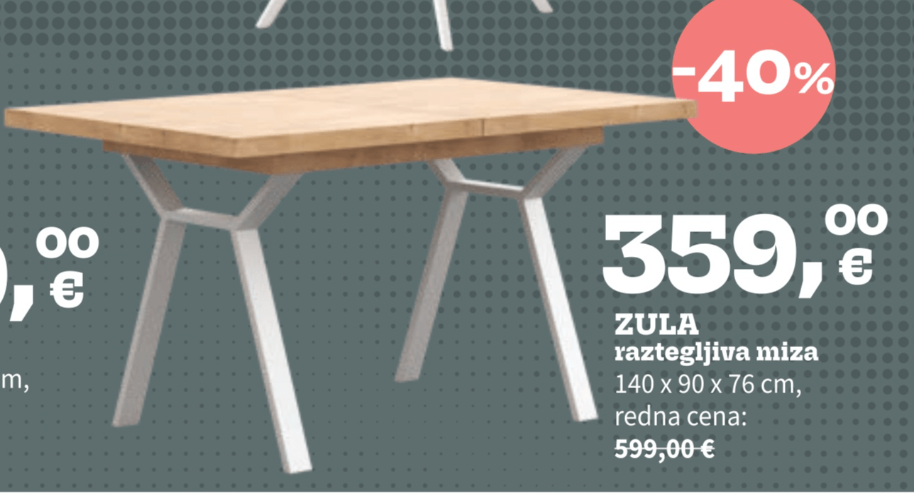 ZULA raztegljiva miza