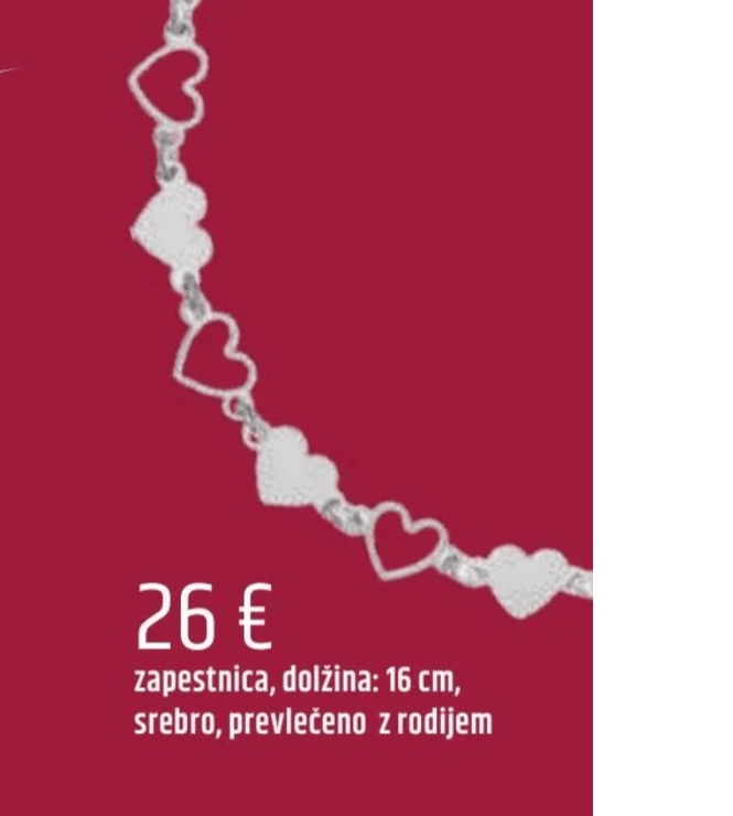 Zapestnica s srčki 16 cm - Akcija v trgovini E.Leclerc