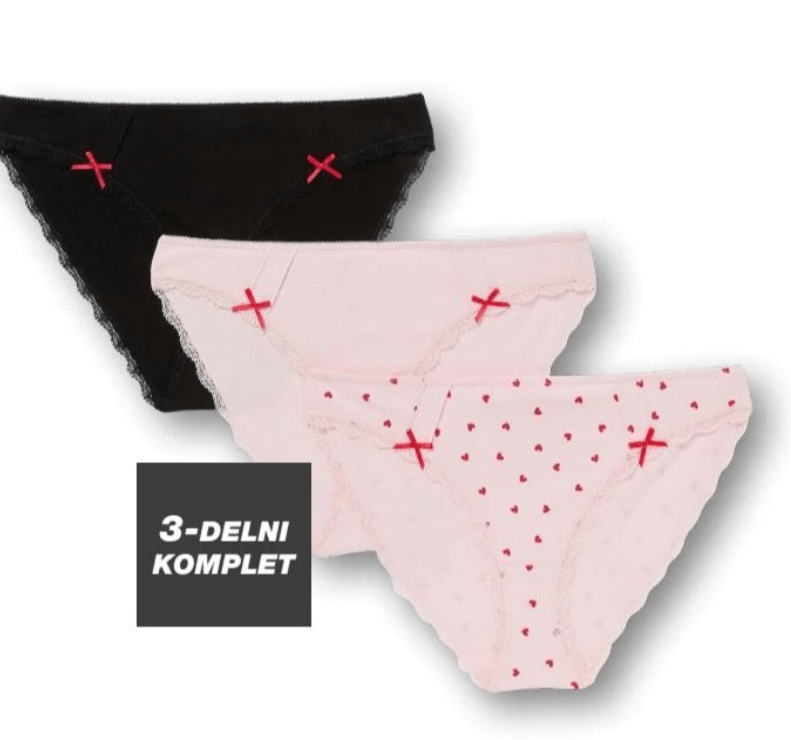 Ženske spodnjice 3-DELNI KOMPLET - Akcija v trgovini Kik