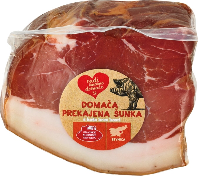 Domača prekajena šunka brez kosti Radi imamo domače - Akcija v trgovini Mercator