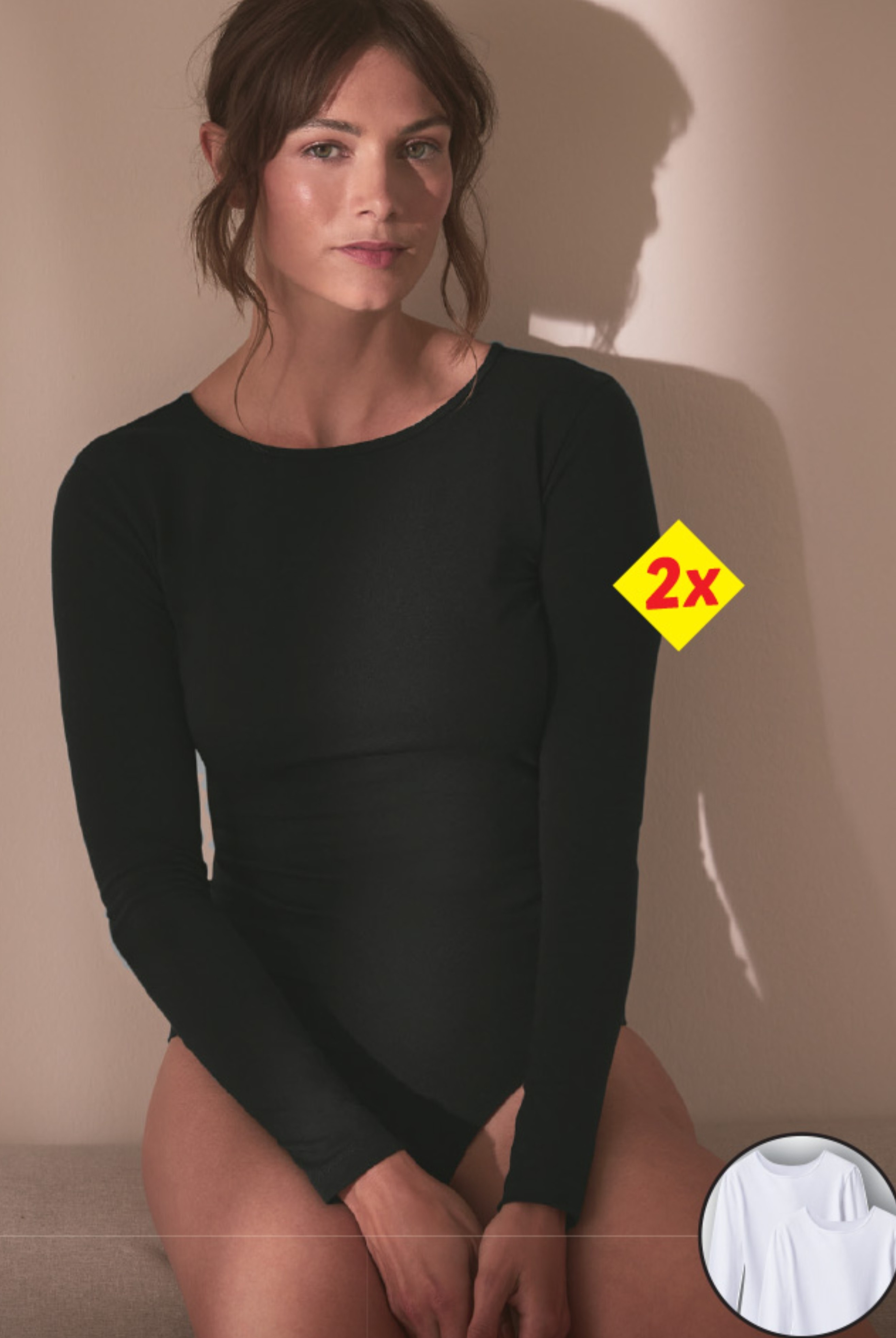 esmara Ženski bodi z dolgimi rokavi 2 kosa
