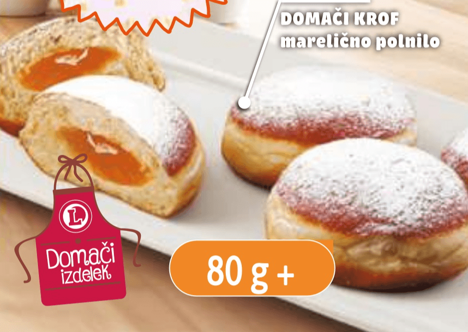 Domači krof 80 g + - Akcija v trgovini E.Leclerc