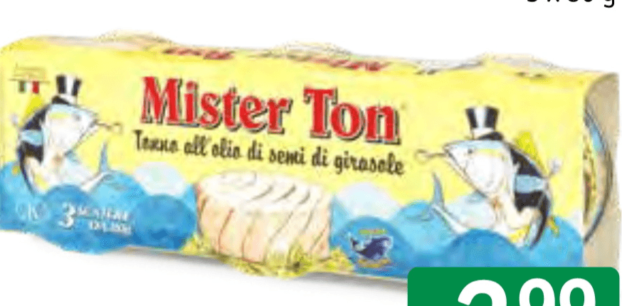 TUNINA V SONČNIČNEM OLJU MR. TON 3 x 80 g