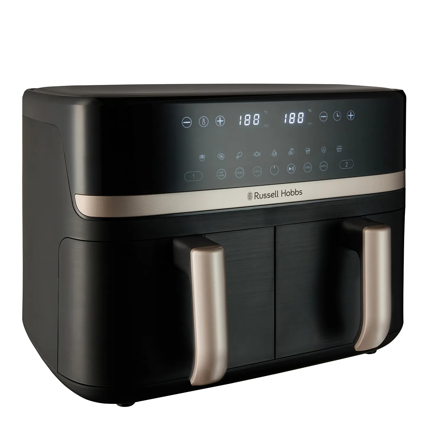 Russell Hobbs Large 9 L Air Cvrtnik - Dvojna Košara Satisfry Air Black and Champagne 9 L