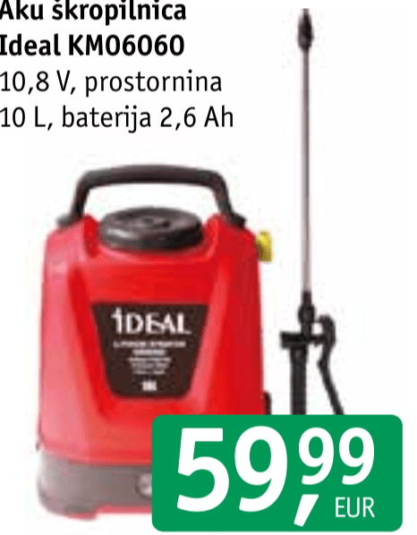 Aku škropilnica Ideal KM06060 10 L - Akcija v trgovini Jager