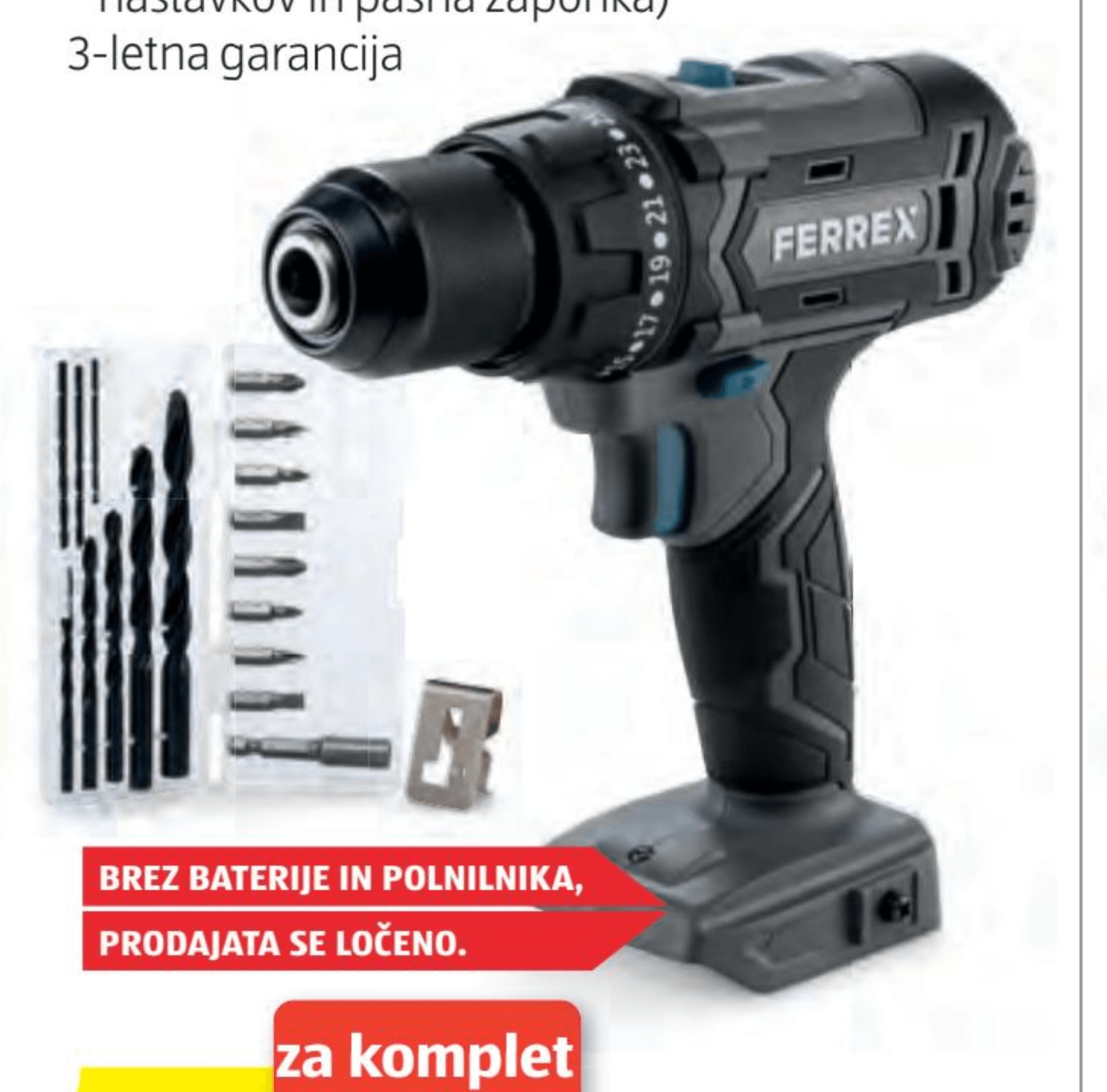 Ferrex Akumulatorski vrtalni vijačnik, 20-V