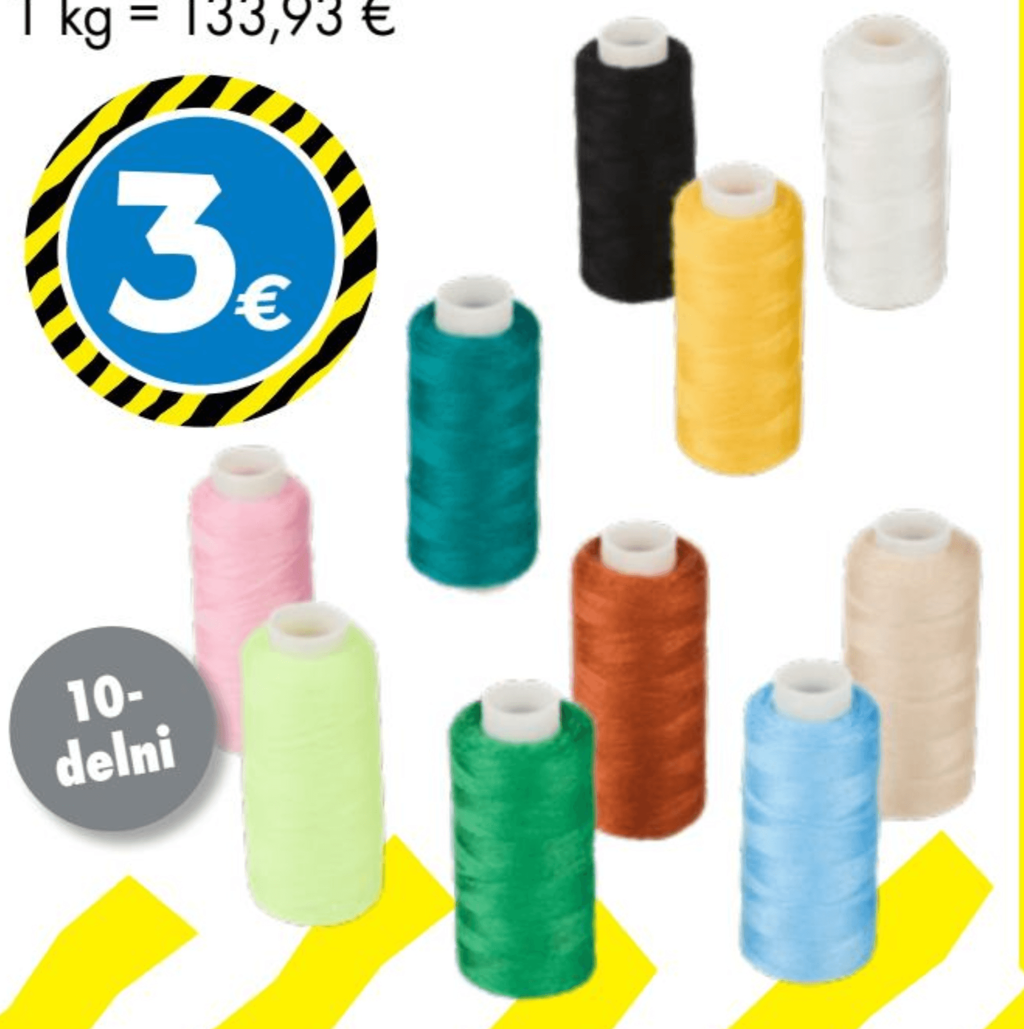 Komplet šivalne niti 10x300 m, 9,5 g - Akcija v trgovini Tedi