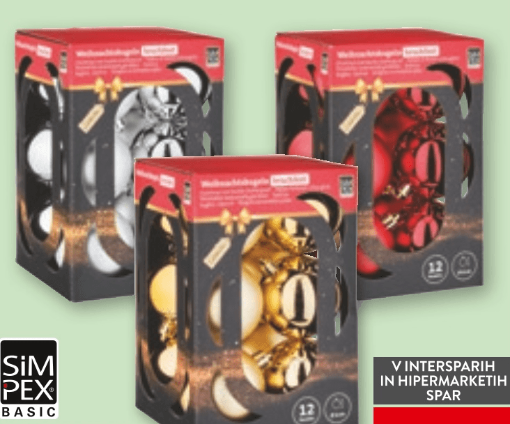 Simpex Basic Novoletni okraski 12 kos