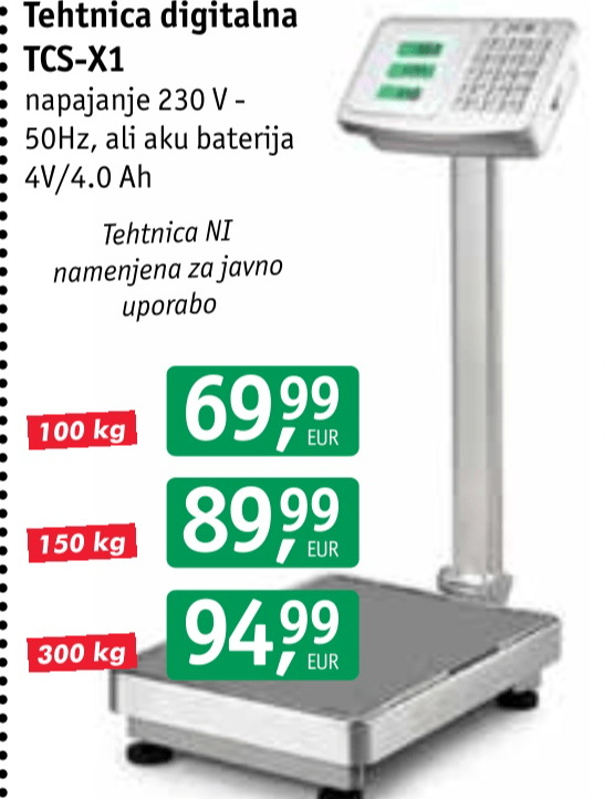 Tehtnica digitalna TCS-X1 100 kg