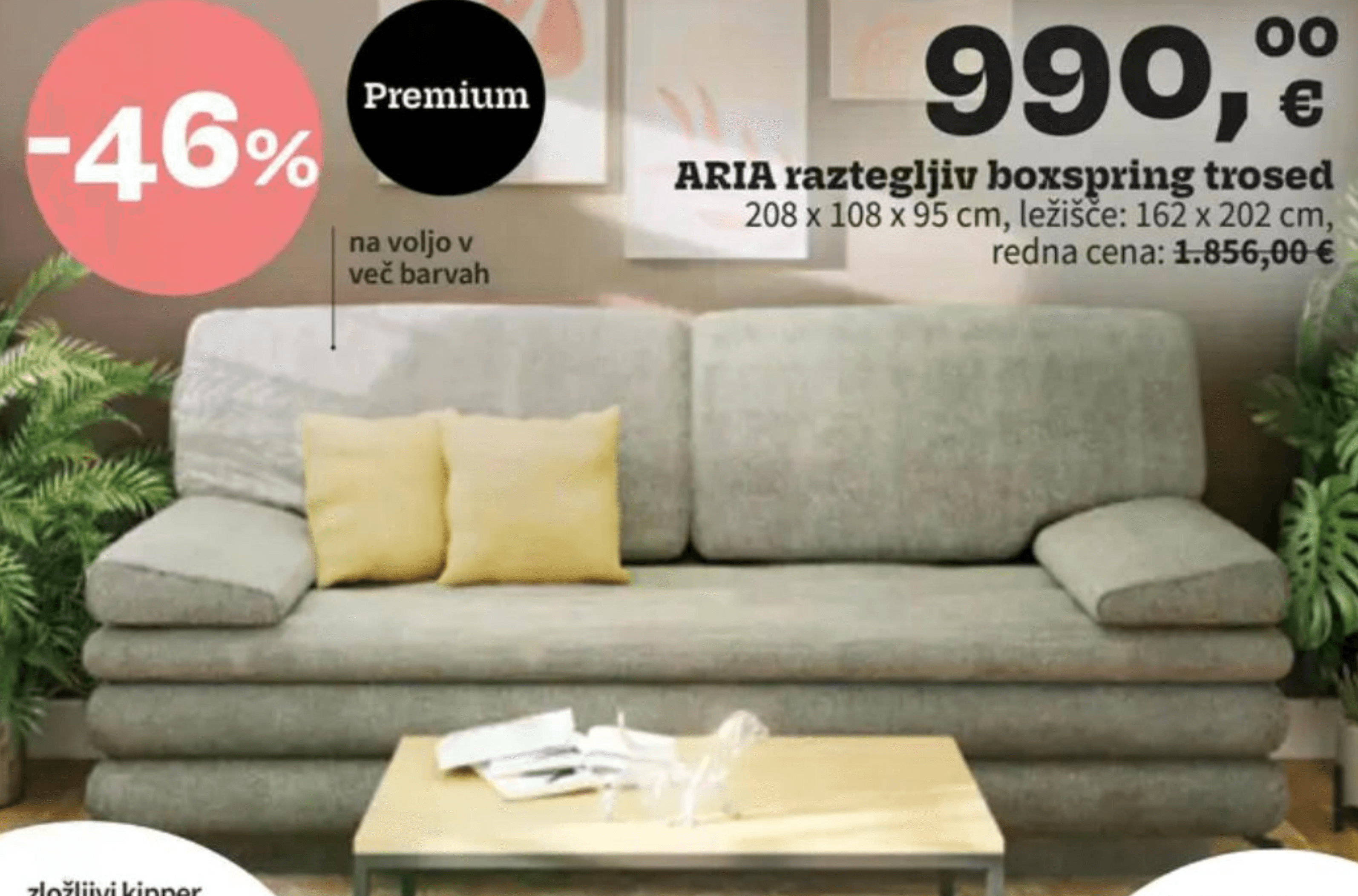 ARIA raztegljiv boxspring trosed