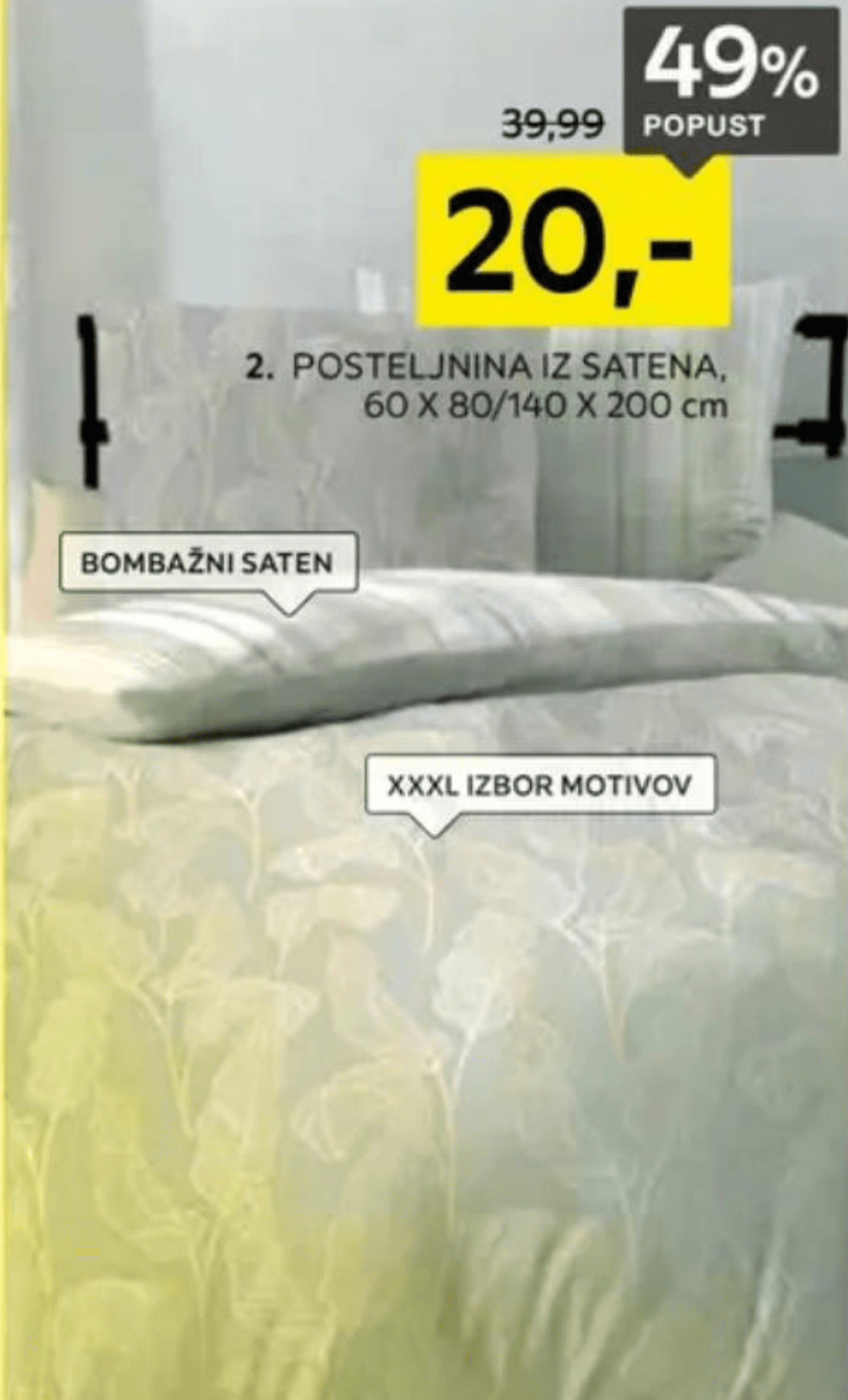 Posteljnina iz satena 60 X 80/140 X 200 cm