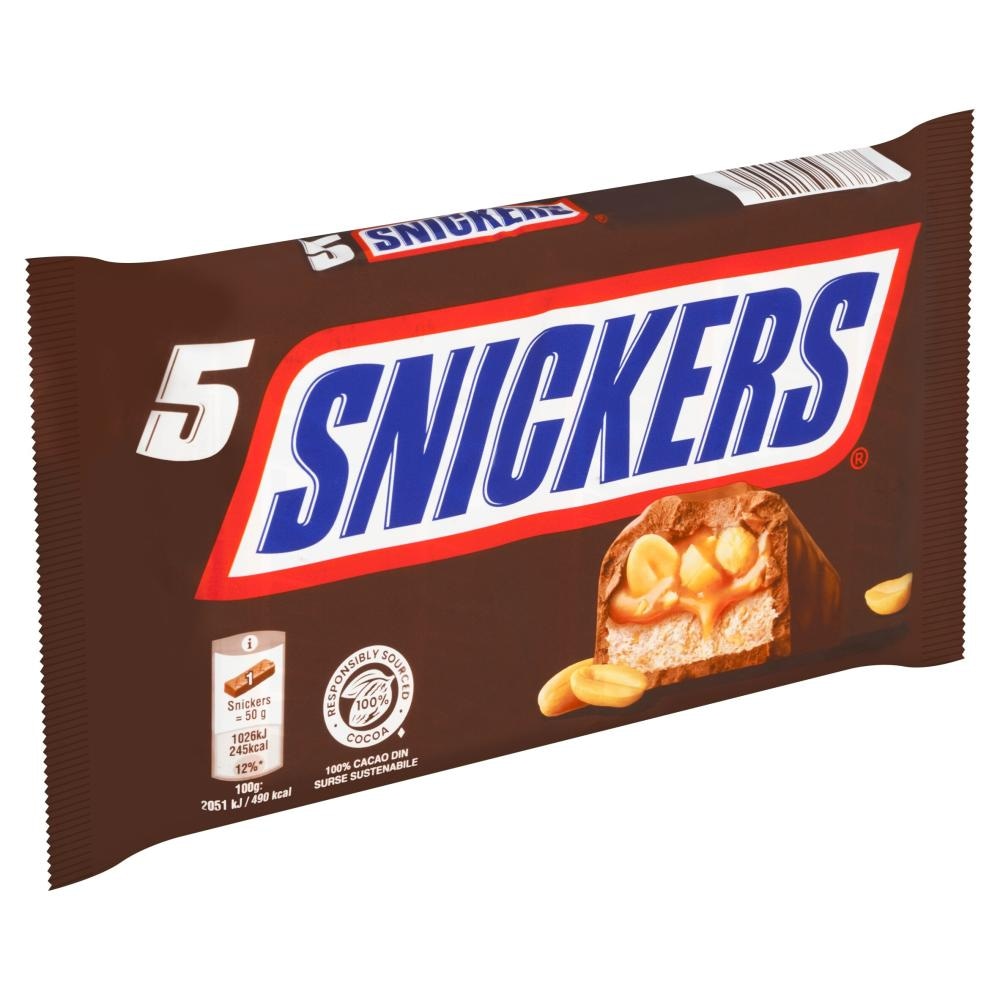 Čokolada Snickers 5-pack, 250 g (5 x 50 g) - Akcija v trgovini Mercator