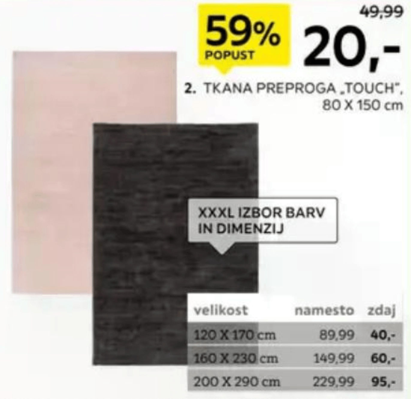 Tkana preproga „TOUCH" 80 X 150 cm