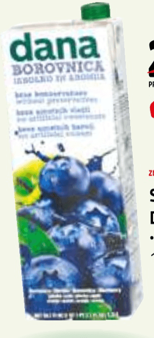 Sadna pijača Dana Borovnica 1,5 l - Akcija v trgovini E.Leclerc