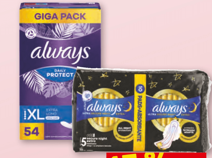 Always Vložki in ščitniki - Akcija v trgovini Spar