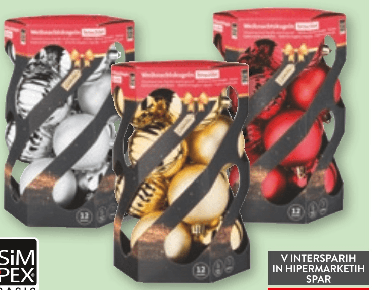 Simpex Basic Novoletni okraski 12 kos