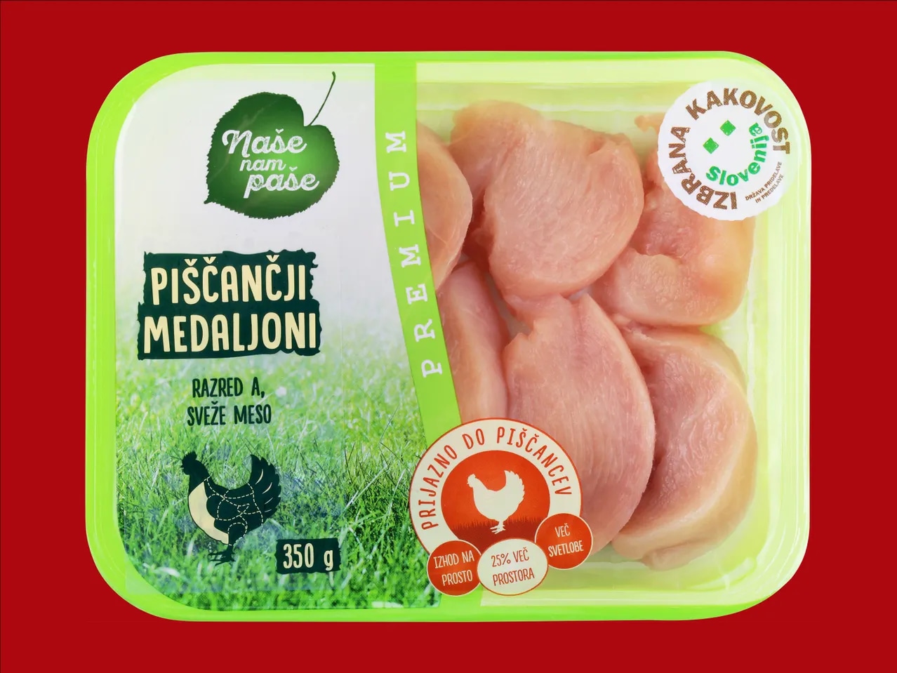 Sveži premium piščančji medaljoni 350 g