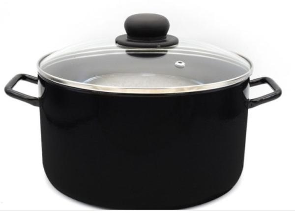 Kozica nizka s pokrovko emajlirana Visoka 28 cm - 8,5 L - Akcija v trgovini Jager