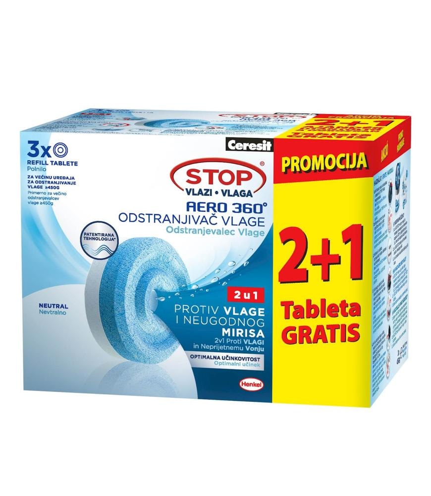 Polnilo za odstranjevalec vlage 'Aero 360°' 2 + 1 tableta gratis
