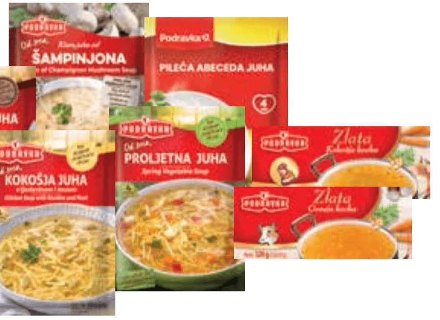 Juhe in jušne kocke Podravka