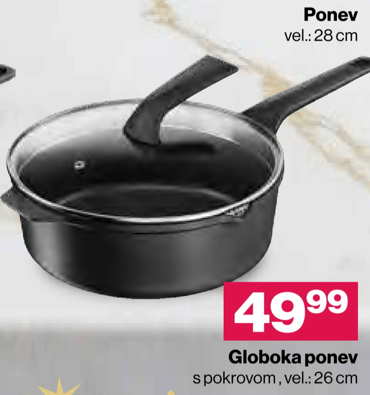 Globoka ponev s pokrovom, vel.: 26 cm