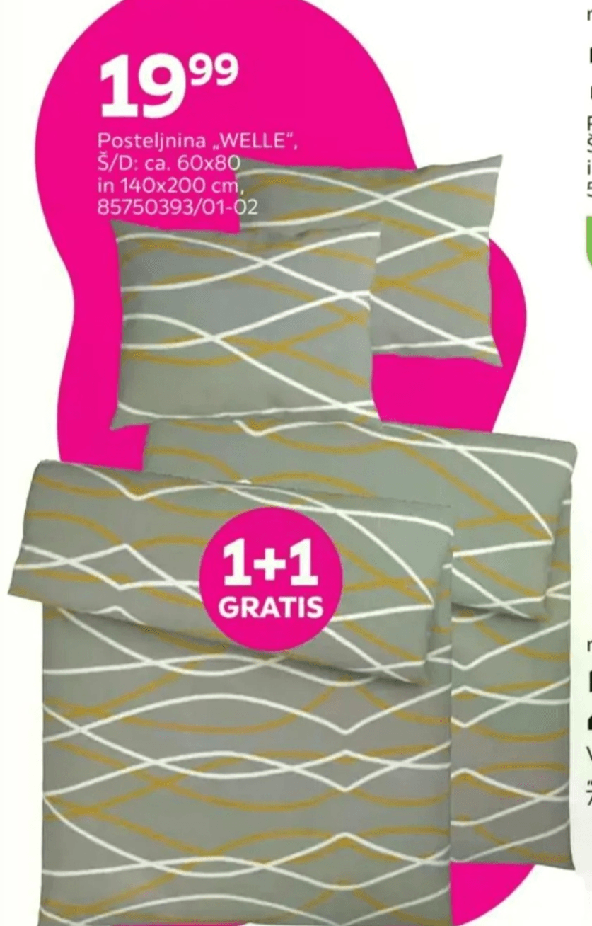 Posteljnina „WELLE" Š/D: ca. 60x80 in 140x200 cm