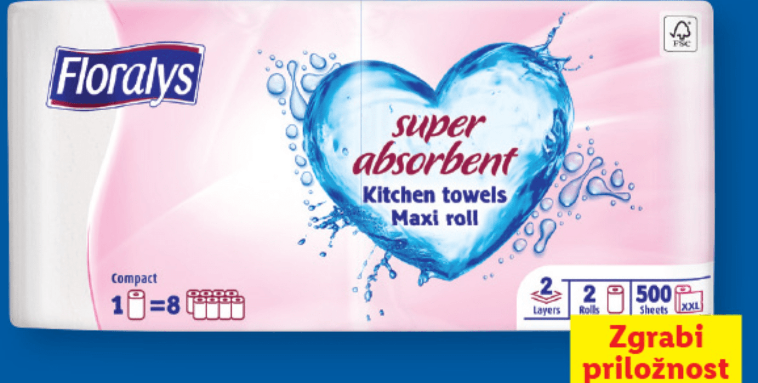 Floralys Kuhinjske brisačke 2 rolici x 500 listov - Akcija v trgovini Lidl