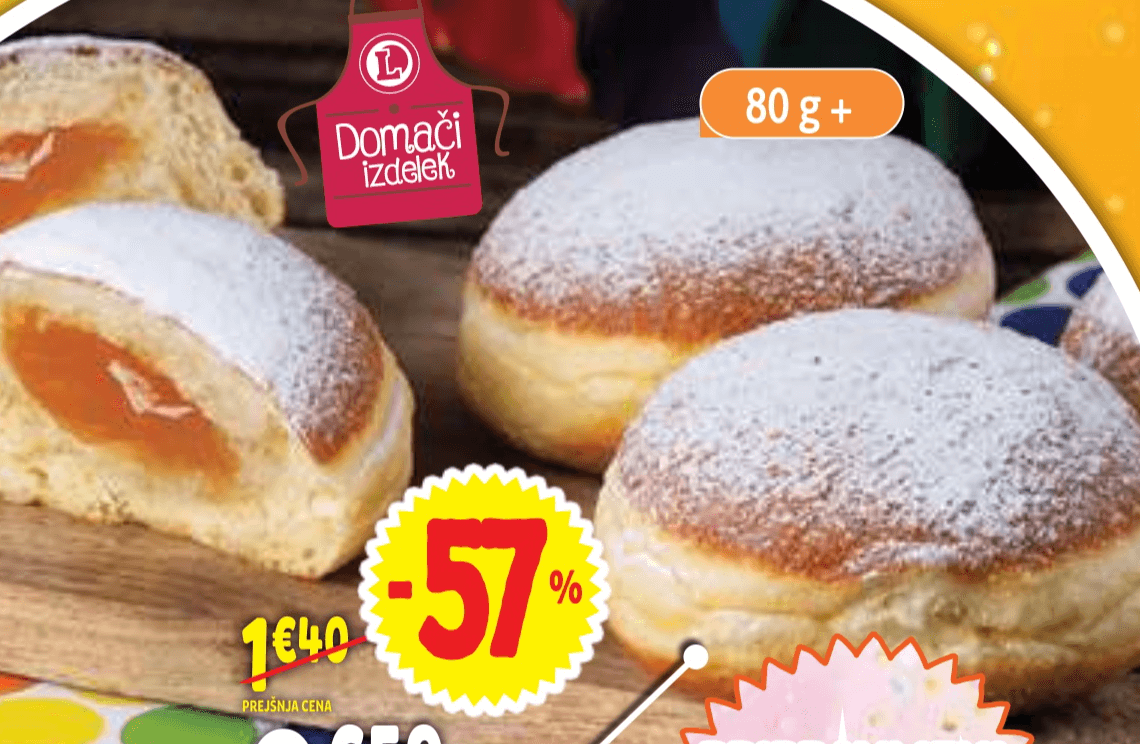 Domači krof 80 g + - Akcija v trgovini E.Leclerc