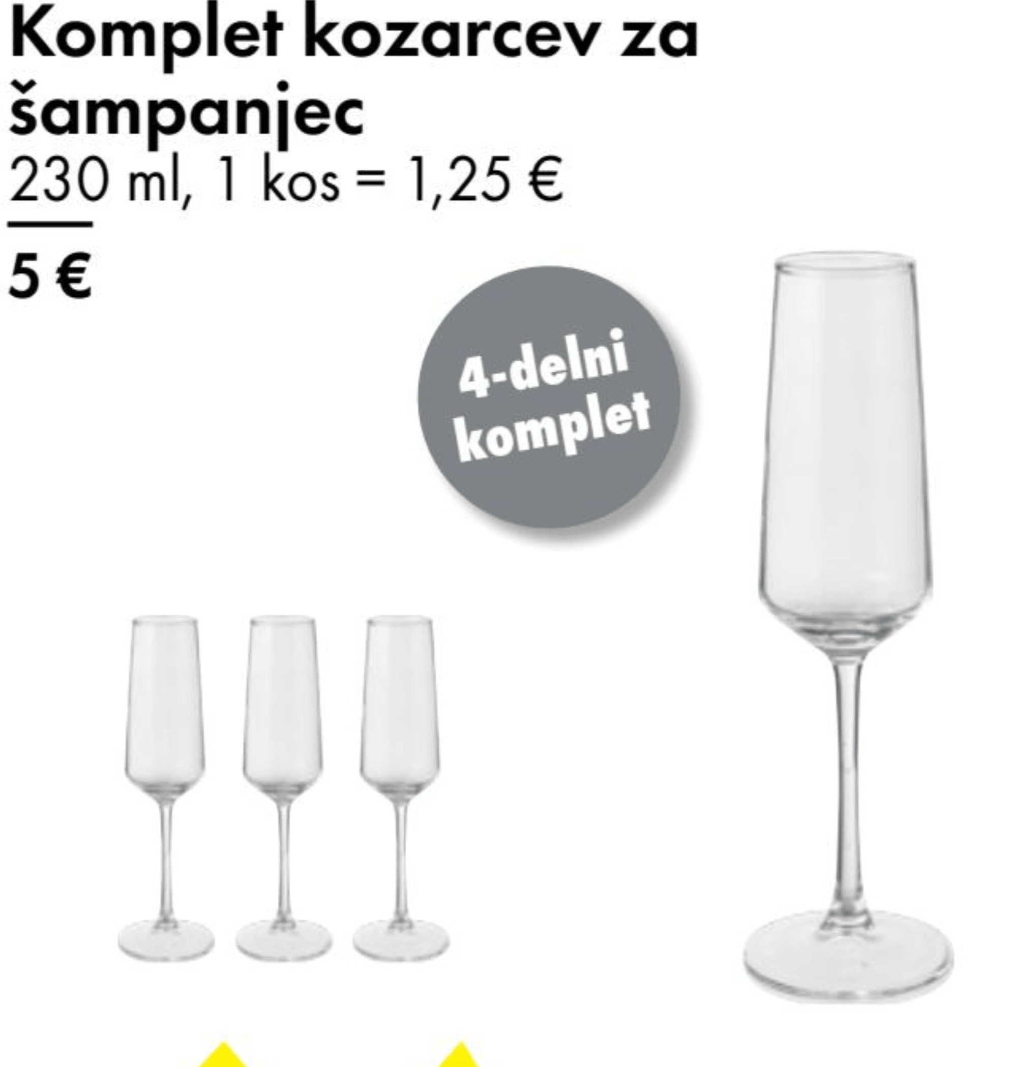 Komplet kozarcev za šampanjec 4-delni komplet