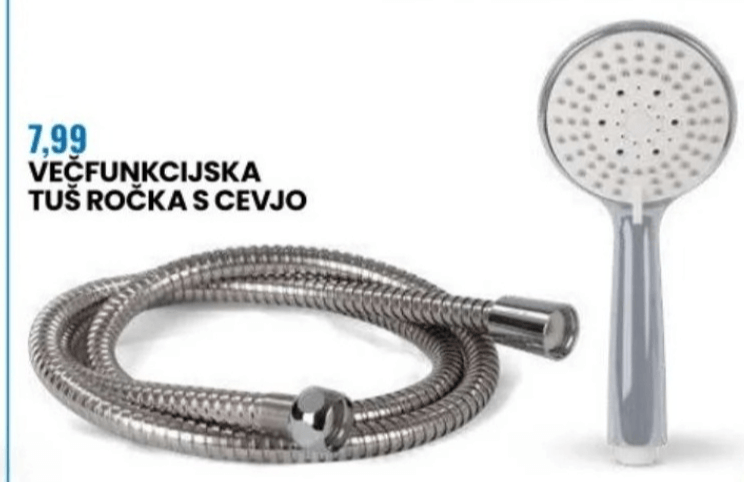Večfunkcijska tuš ročka s cevjo Tecno Acqua - Akcija v trgovini Eurospin