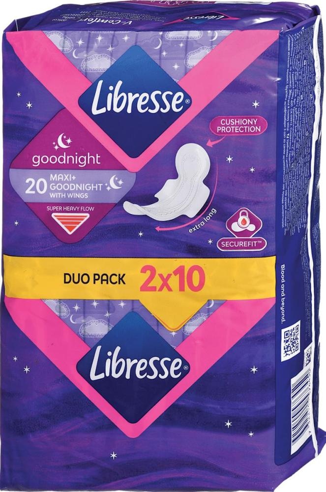 Libresse Maxi+ Goodnight nočni higienski vložki 20 kosov