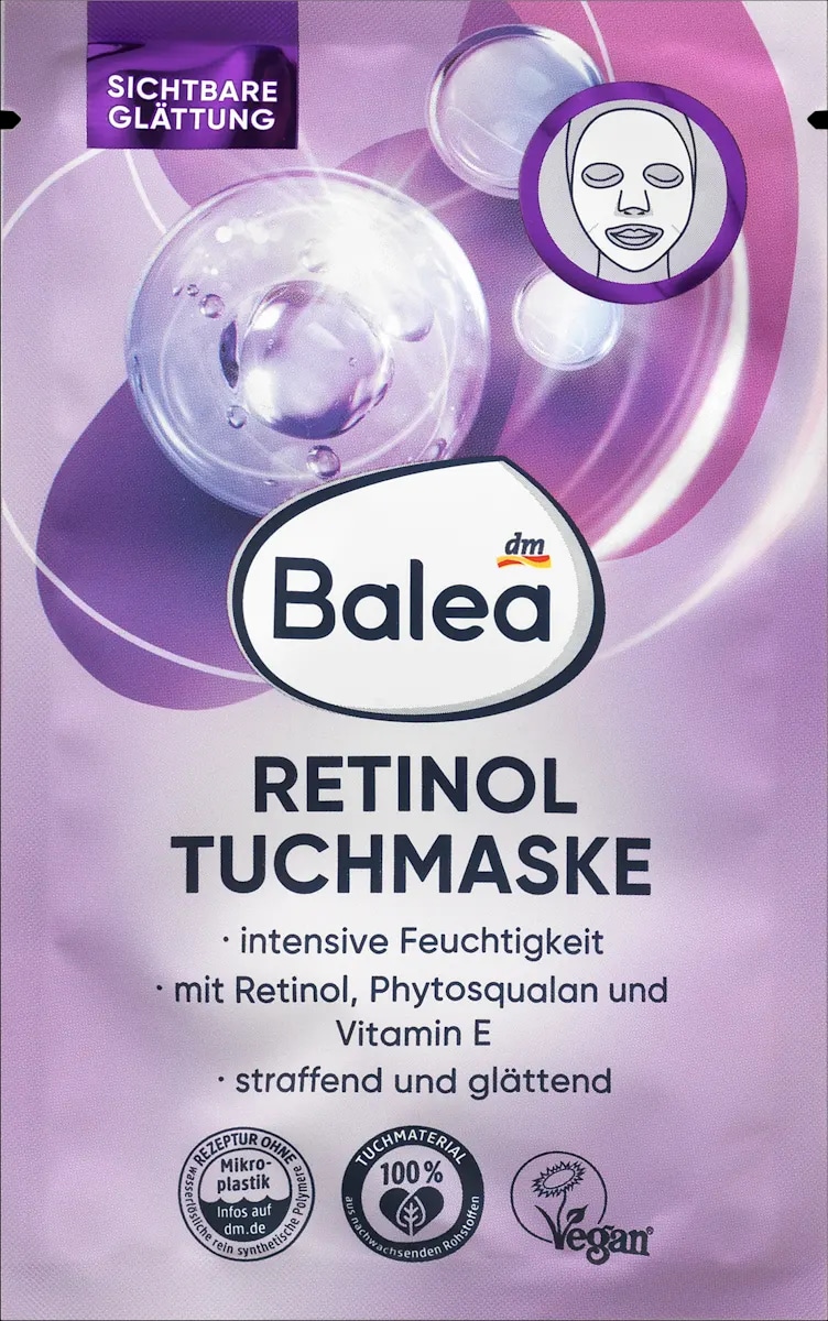 Balea Retinol maska za obraz v robčku 1 kos - Akcija v trgovini Dm